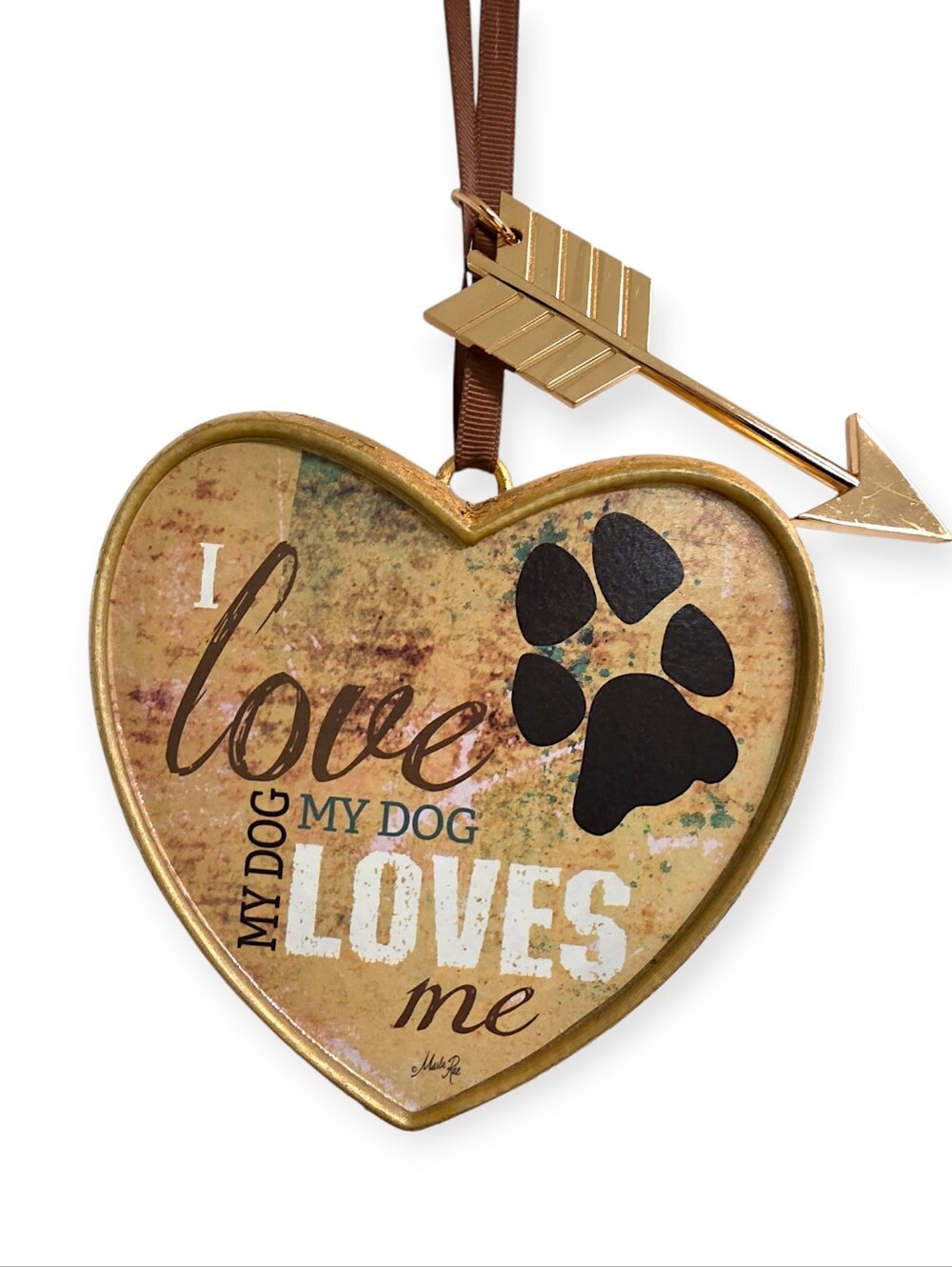 DEMDACO Marla Rae "I Love My Dog" Art Heart Large Keepsake Ornament